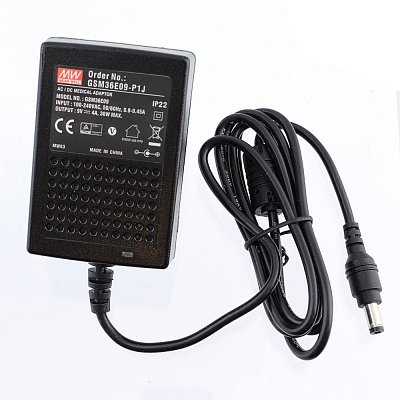 Spínaný síťový napájecí adaptér 36W, 9V/4A DC, souosý konektor 5,5/2,1mm, vnitřní plus, stabilizovaný