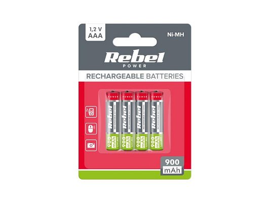 Baterie AAA (R03) nabíjecí 1,2V/900mAh REBEL 4ks / blistr BAT2013