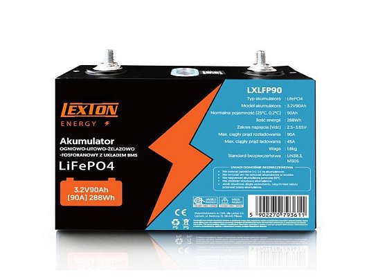 Baterie LiFePO4 LEXTON 3,2V/ 90Ah 288Wh
