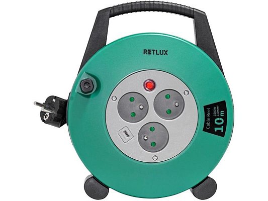 Prodlužovací kabel na bubnu - 3 zásuvky 10m RETLUX RPC 55