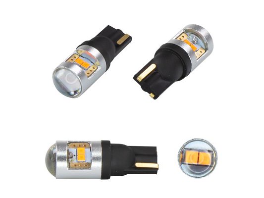 Autožárovka LED T10 12/24V CARCLEVER 952034cbora 6LED/CSP CAN-Bus oranžová 2ks