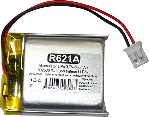 Baterie nabíjecí LiPo 3,7V/ 600mAh 802530 HADEX