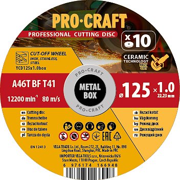 Řezný kotouč keramický PROCRAFT 125x1,0 mm sada 10 ks
