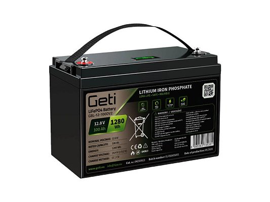 Baterie LiFePO4 12,8V 100Ah GETI GBL-12-100DV2 Displej