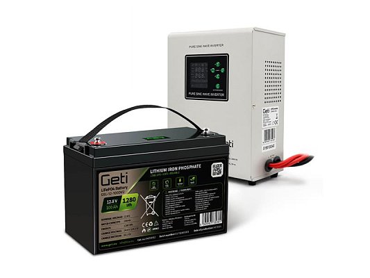 Zdroj záložní GETI GEP701LF sinus 700W (1000VA) + baterie LiFePO4 100Ah