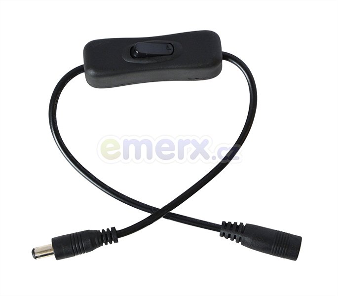 Kabel pro LED pásek s vypínačem a konektory 5,5 x 2,1mm, 2x 15cm