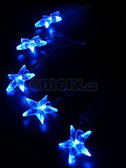 LED vánoční řetěz, hvězdy - modrá 1V30-B