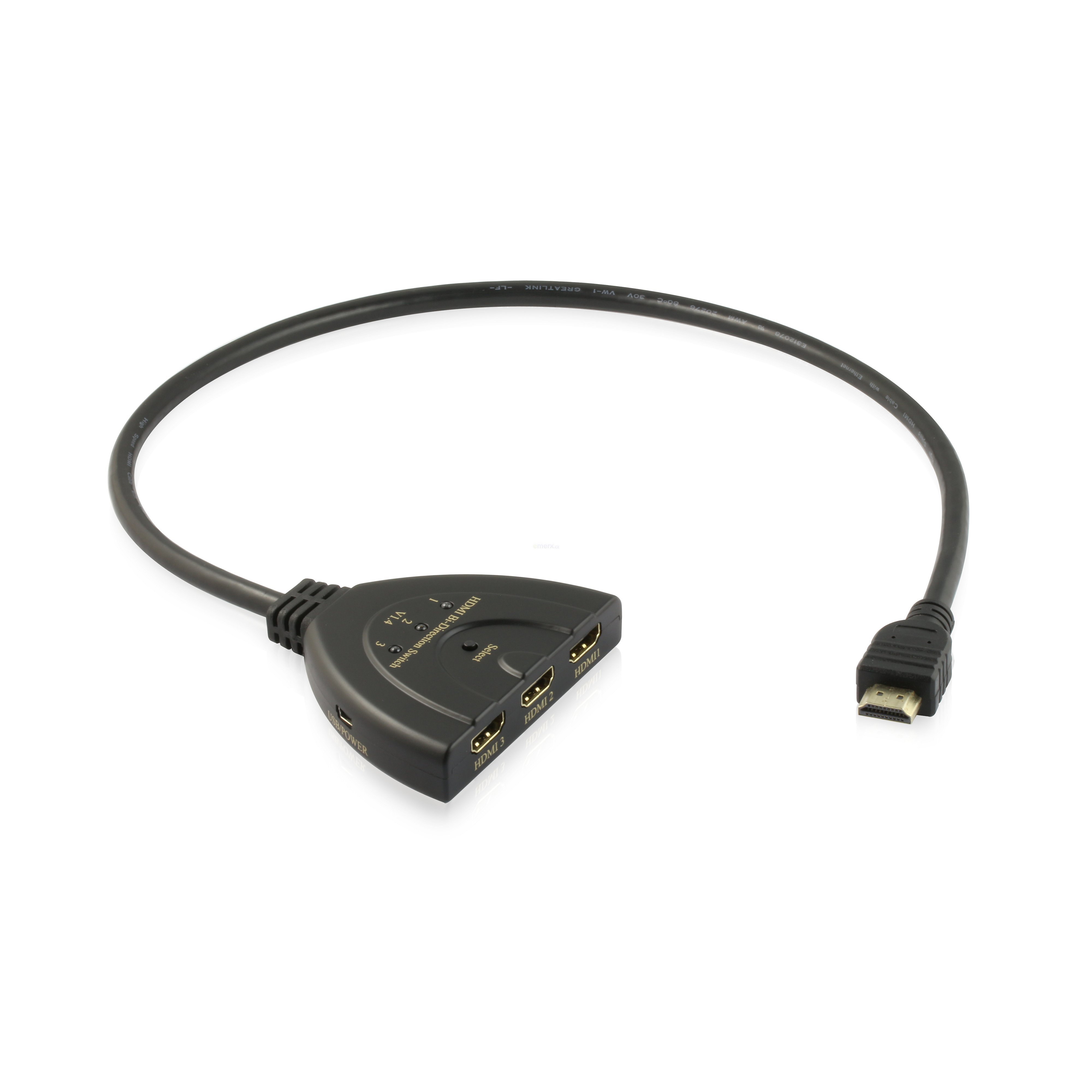 Elektronický převodník HDMI obousměrný manuální přepínač 3 x1 s kabelem (4PET0301B)