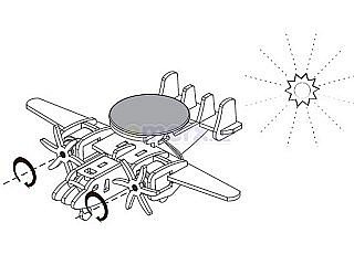 Dřevěná robotická stavebnice ROBOTIME Vojenské letadlo s radarem na solární pohon - P340