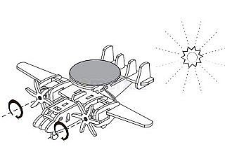 Dřevěná robotická stavebnice ROBOTIME Vojenské letadlo s radarem na solární pohon - P340