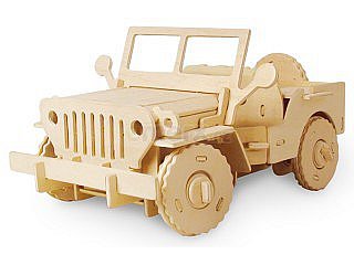 Dřevěná robotická stavebnice ROBOTIME Jeep na dálkové ovládání - V400