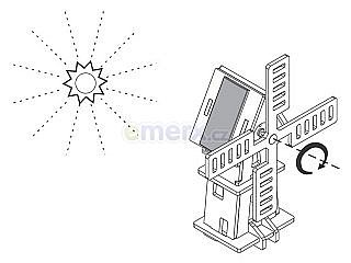 Dřevěná robotická stavebnice ROBOTIME Solární větrný mlýn II W120