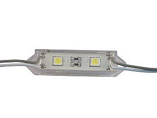 LED modul vodotěsný 2x LED, studená bílá, 62x14mm, IP65 (YJ-MK-F2B62X14-2CW)