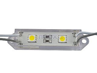 LED modul vodotěsný 2x LED, teplá bílá, 62x14mm, IP65 (YJ-MK-F2B62X14-2WW)