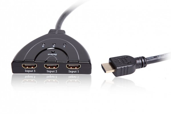 Elektronický převodník HDMI přepínač 3 x1 s kabelem (PET0301D)