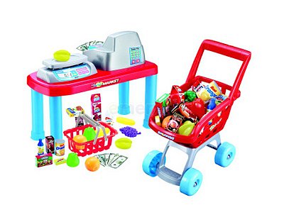 Dětská pokladna G21 + nákupní vozík s příslušenstvím