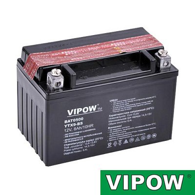 Baterie motocyklová 12V  8Ah Vipow YTX9-BS