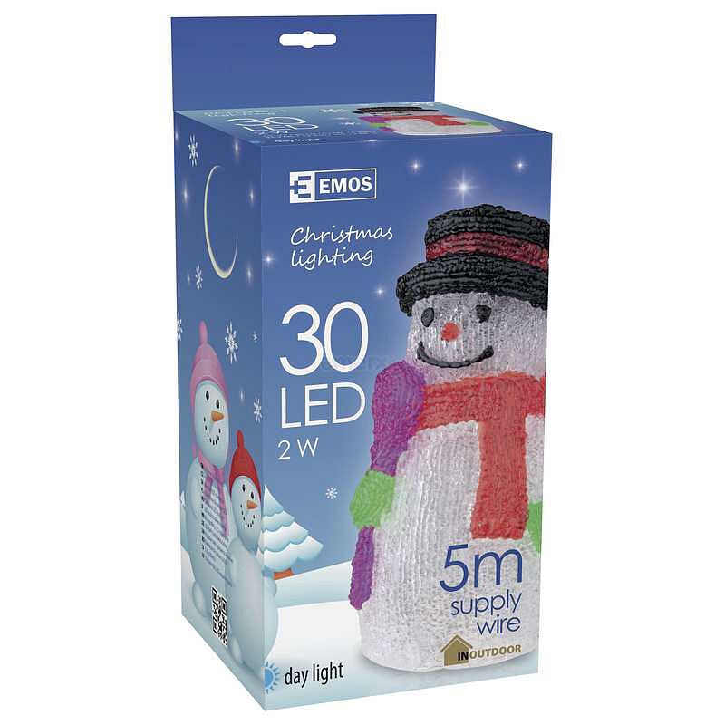 30 LED dekor. osvětlení - sněhulák IP44 denní světlo