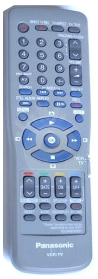 Panasonic VCR VEQ2231, VEQ2234, EUR571802,  N2QAKB000022, N2QAKB000041 náhradní dálkový ovladač jiného vzhledu