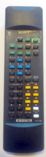 Sony STR-DE185 STR-DE197 náhradní dálkový ovladač jiného vzhledu. Stejný popis tlačítek jako originál