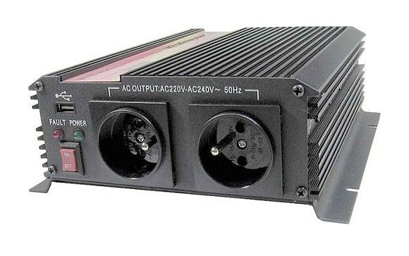 Měnič 24V/230V+USB 1000W,modifikovaná sinus,CARSPA