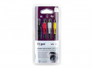 Propojovací kabel Jack 3,5 mm male na 3xRCA cinch,1m (VPK-089)