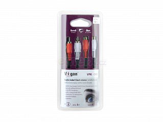 Prodlužovací audio kabel 2xRCA Cinch (M) - 2xRCA Cinch (F), 5m (VPK-088)