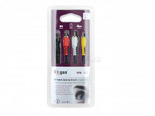 Propojovací kabel Jack 3,5 mm male na 3xRCA cinch,3m (VPK-090)