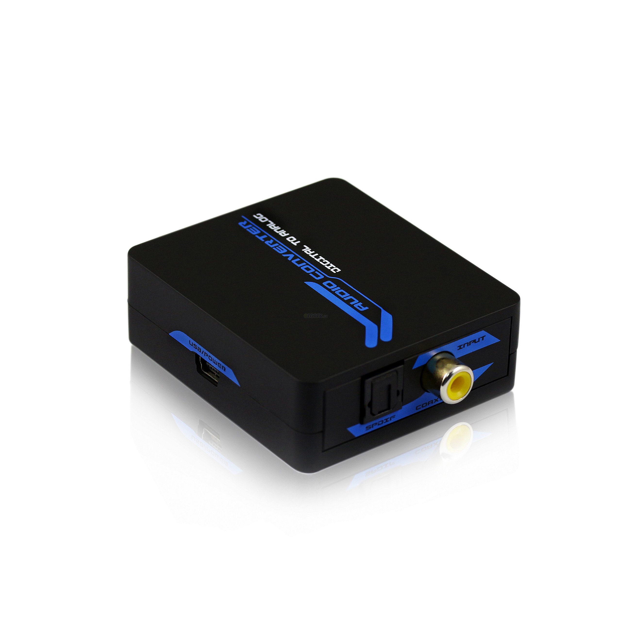 Digitální optický SPDIF/Coax převodník na stereo RCA analog audio a 3,5mm jack (PETDAS)