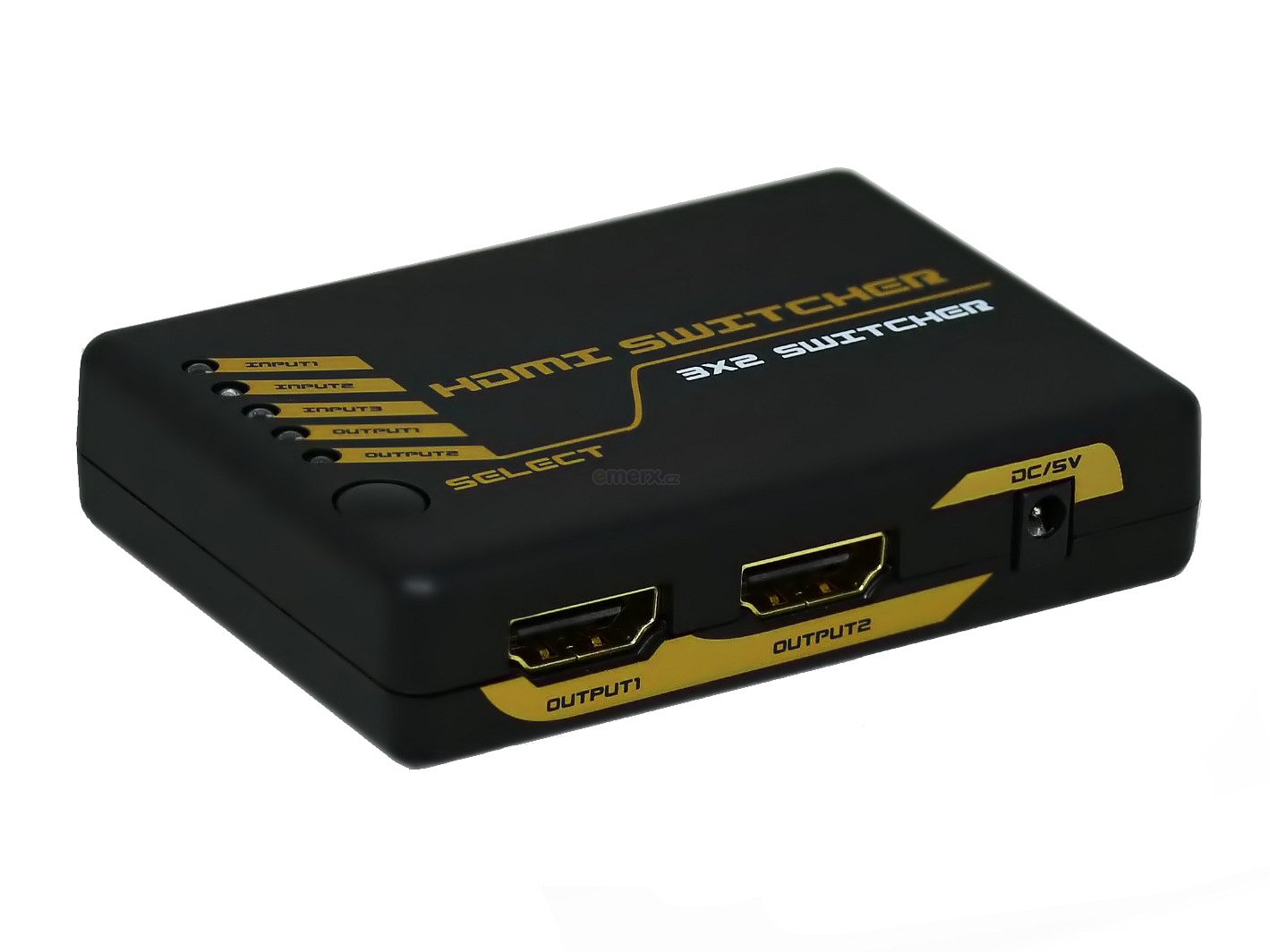 HDMI Mini 3×2 přepínač s IR Remote, podpora 3D (PET0302)