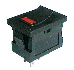 Přepínač kolébkový 2pol./4pin ON-OFF 250V/3A LED červený