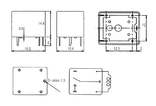 Relé 12V 15A / 250VAC 1x přep. RAS1215/LEG-12