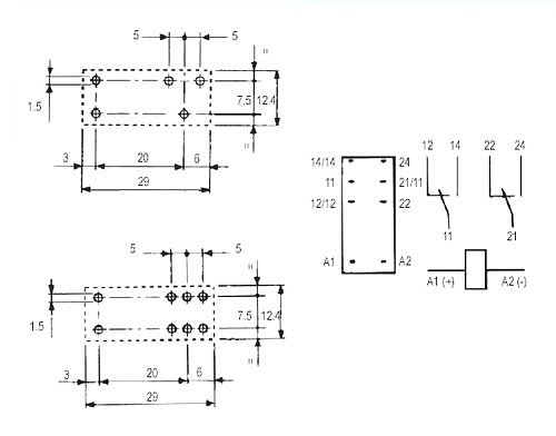 Relé 12V 8A/250VAC 2x přep. RELEF4052-12