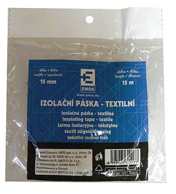 Izolační páska textilní 15mm/15m černá