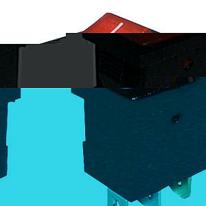 Přepínač kolébkový 2pol./3pin ON-OFF 250V/6A pros. červený