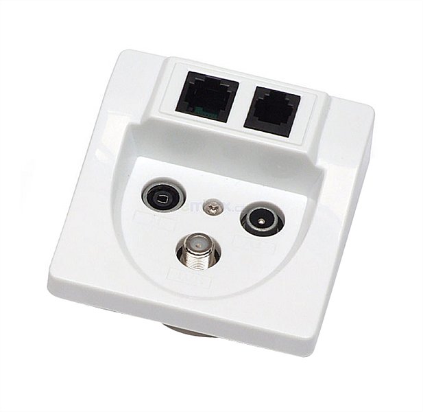 Satelitní účastnická zásuvka koncová TV/R/SAT/RJ45/RJ11 GREY