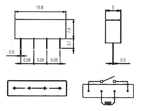Relé 5V 0.5A/100VDC 1x spín. S1A05