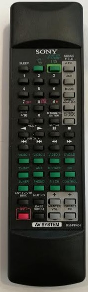Sony RM-PP404, RM-PP401, RM-PP402 náhradní dálkový ovladač jiného vzhledu. Stejný popis tlačítek jako originál.