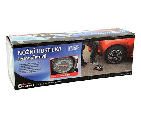 Hustilka nožní s manometrem jednopístová TÜV/GS 1x120mm