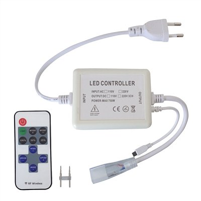 LED kontroler pro LED pásky 230V s čipem 3528 + dálkové ovládání