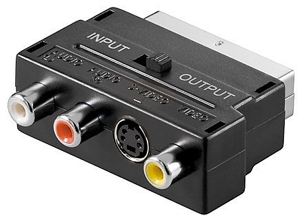 Převodník SCART-3x CINCH + S-video M/F s přepínačem IN/OUT (CVGP31902BK)