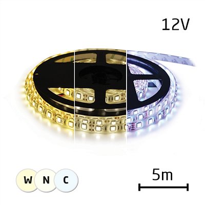 LED pásek 12V 3527 60LED/m IP20 max. 4,8W/m variabilní (W+N+C), (1ks=cívka 5m)