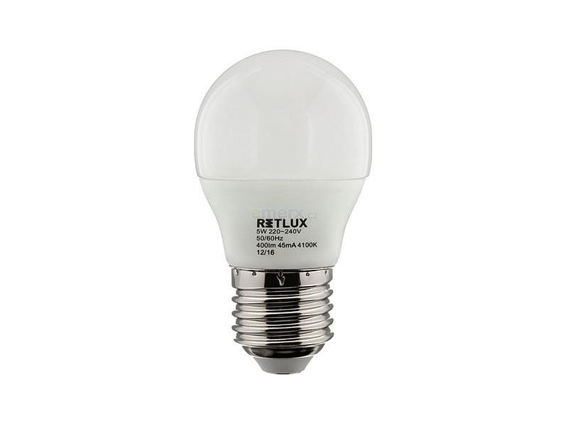 Žárovka LED E27 6W G45 bílá přírodní RETLUX RLL 266