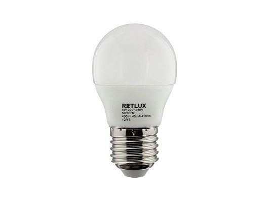 Žárovka LED E27 6W G45 bílá přírodní RETLUX RLL 266