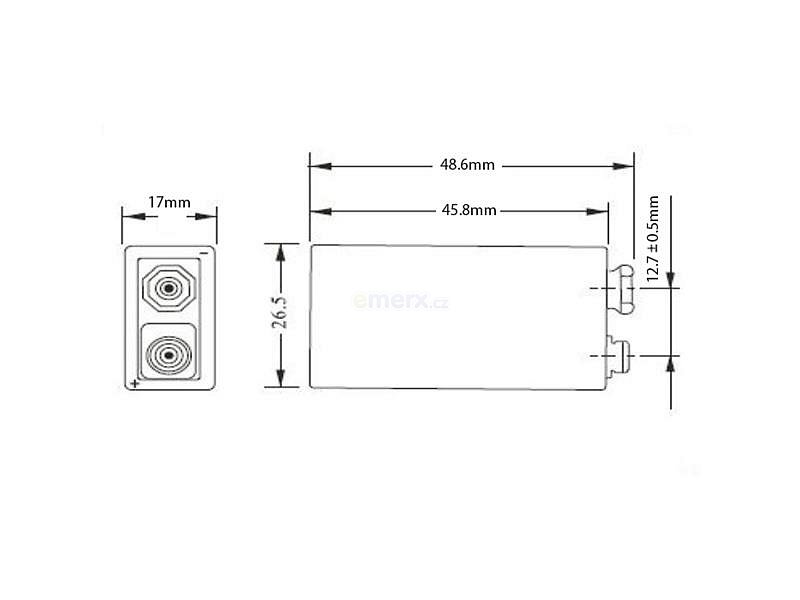 Baterie lithiová 6F22 9V/1200mAh TINKO