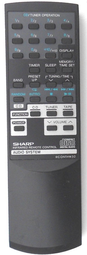 Sharp QT-CD170, RCONTHW30 náhradní dálkový ovladač jiného vzhledu