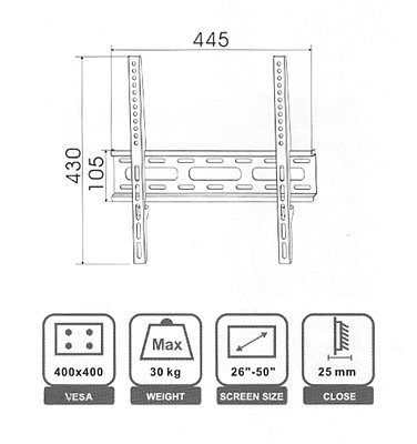 Držák na LED/LCD/Plazma TV Geti GWM5010 26"-50" Vesa 400x400