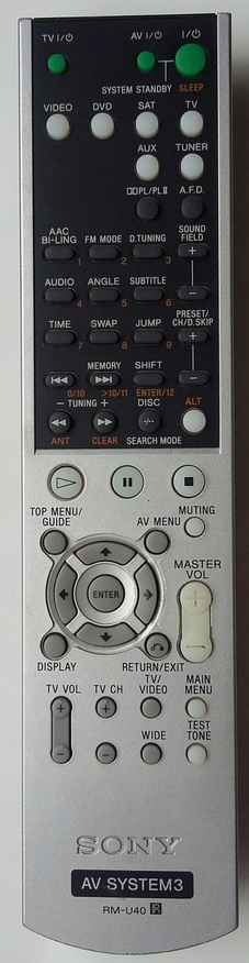 Sony RM-U40 náhradní dálkový ovladač jiného vzhledu tuner + receiver