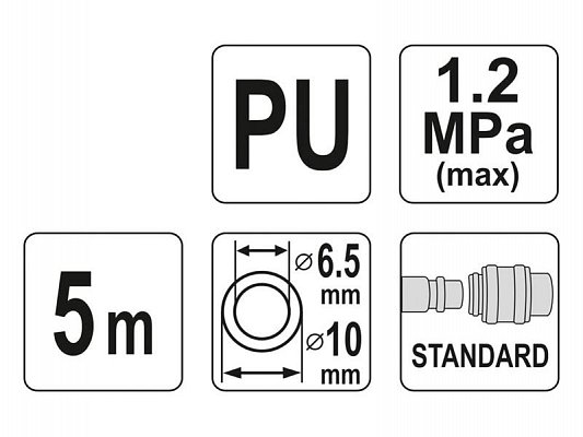 Hadice vzduchová spirální PU 6,5x10mm, 5m