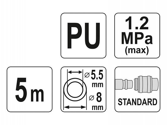 Hadice vzduchová spirální PU 5,5x8mm, 5m